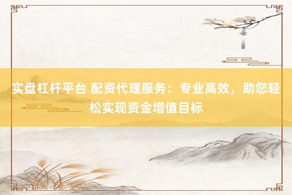 实盘杠杆平台 配资代理服务：专业高效，助您轻松实现资金增值目标