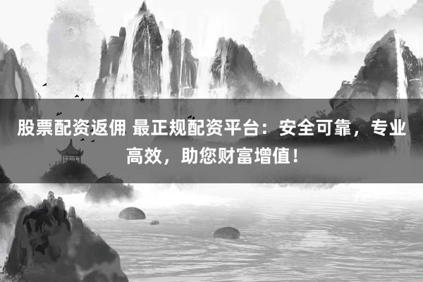 股票配资返佣 最正规配资平台：安全可靠，专业高效，助您财富增值！