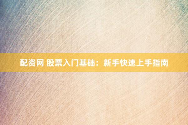 配资网 股票入门基础：新手快速上手指南