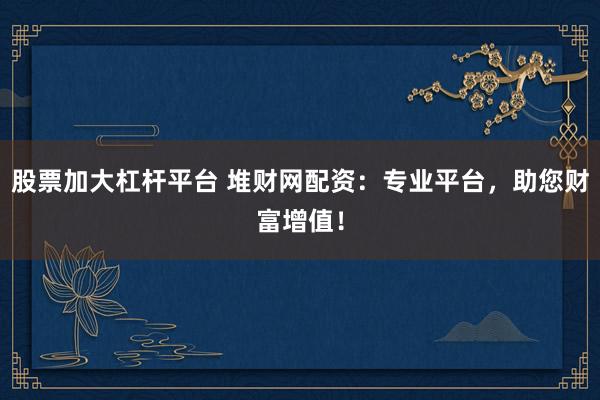 股票加大杠杆平台 堆财网配资：专业平台，助您财富增值！