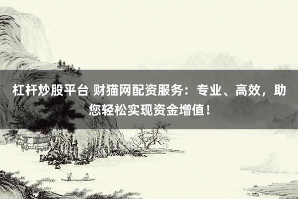 杠杆炒股平台 财猫网配资服务：专业、高效，助您轻松实现资金增值！
