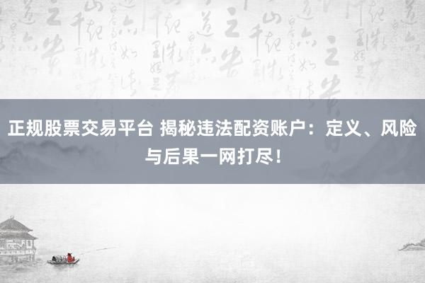 正规股票交易平台 揭秘违法配资账户：定义、风险与后果一网打尽！