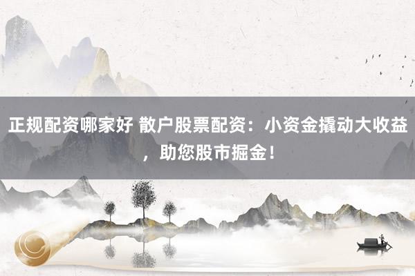正规配资哪家好 散户股票配资：小资金撬动大收益，助您股市掘金！