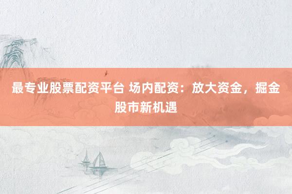 最专业股票配资平台 场内配资：放大资金，掘金股市新机遇