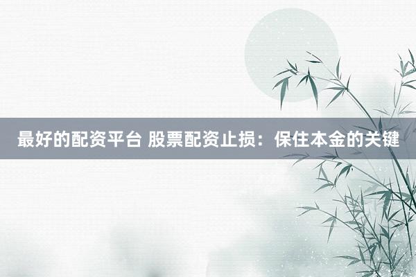 最好的配资平台 股票配资止损：保住本金的关键
