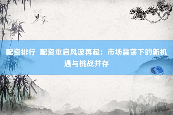 配资排行  配资重启风波再起：市场震荡下的新机遇与挑战并存