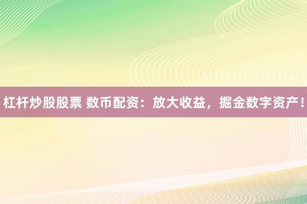 杠杆炒股股票 数币配资:放大收益,掘金数字资产!