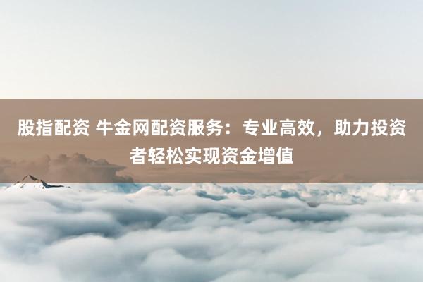 股指配资 牛金网配资服务:专业高效,助力投资者轻松实现资金增值