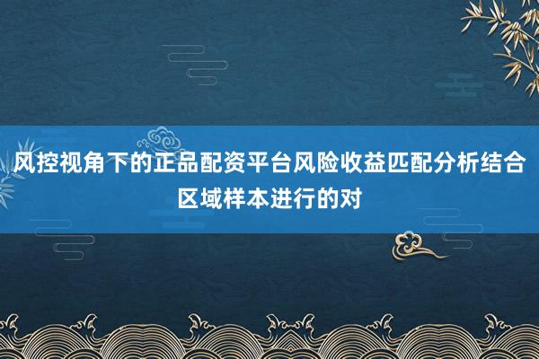 风控视角下的正品配资平台风险收益匹配分析结合区域样本进行的对