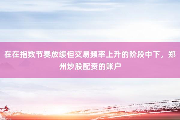 在在指数节奏放缓但交易频率上升的阶段中下,郑州炒股配资的账户